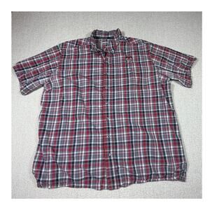 Game Guard Men 2XL Black Red Plaid Short Sleeve Button Up Texas Tech Shirt Logo
